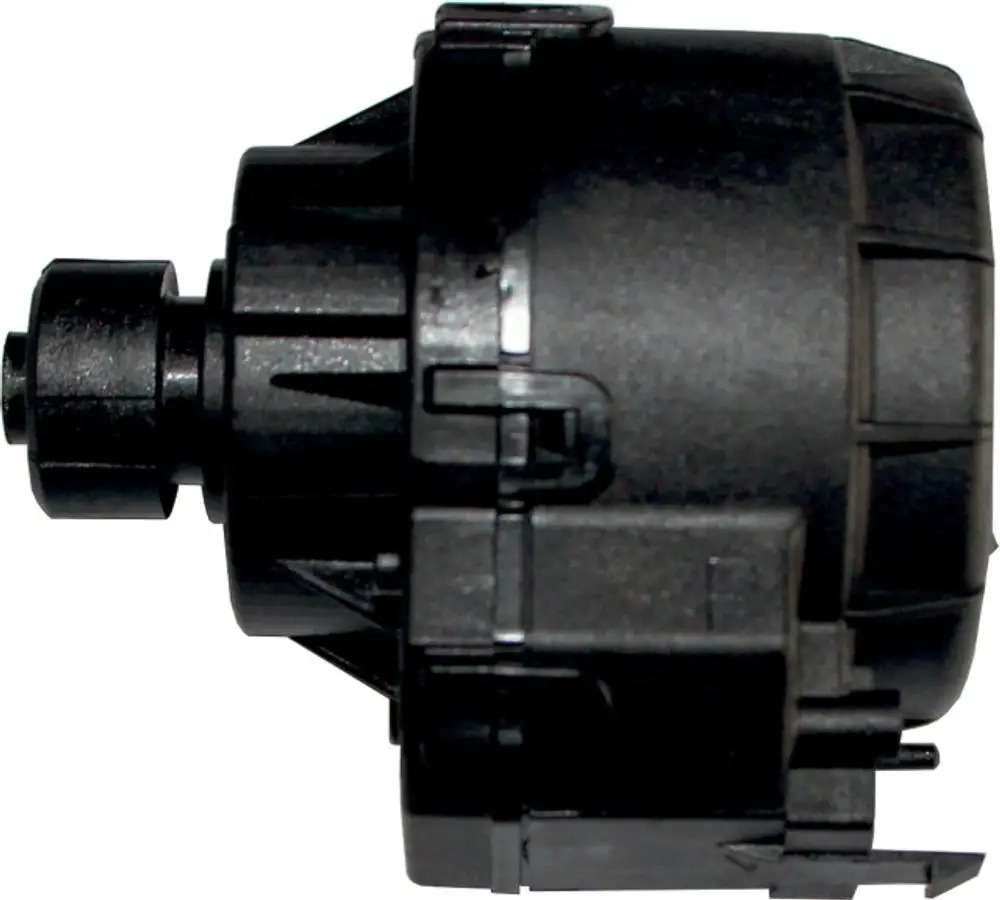 Motor eines Dreiwege-Ventils, hergestellt von Wolf, aus schwarzem Kunststoff mit Anschlussstück und Montageclips.